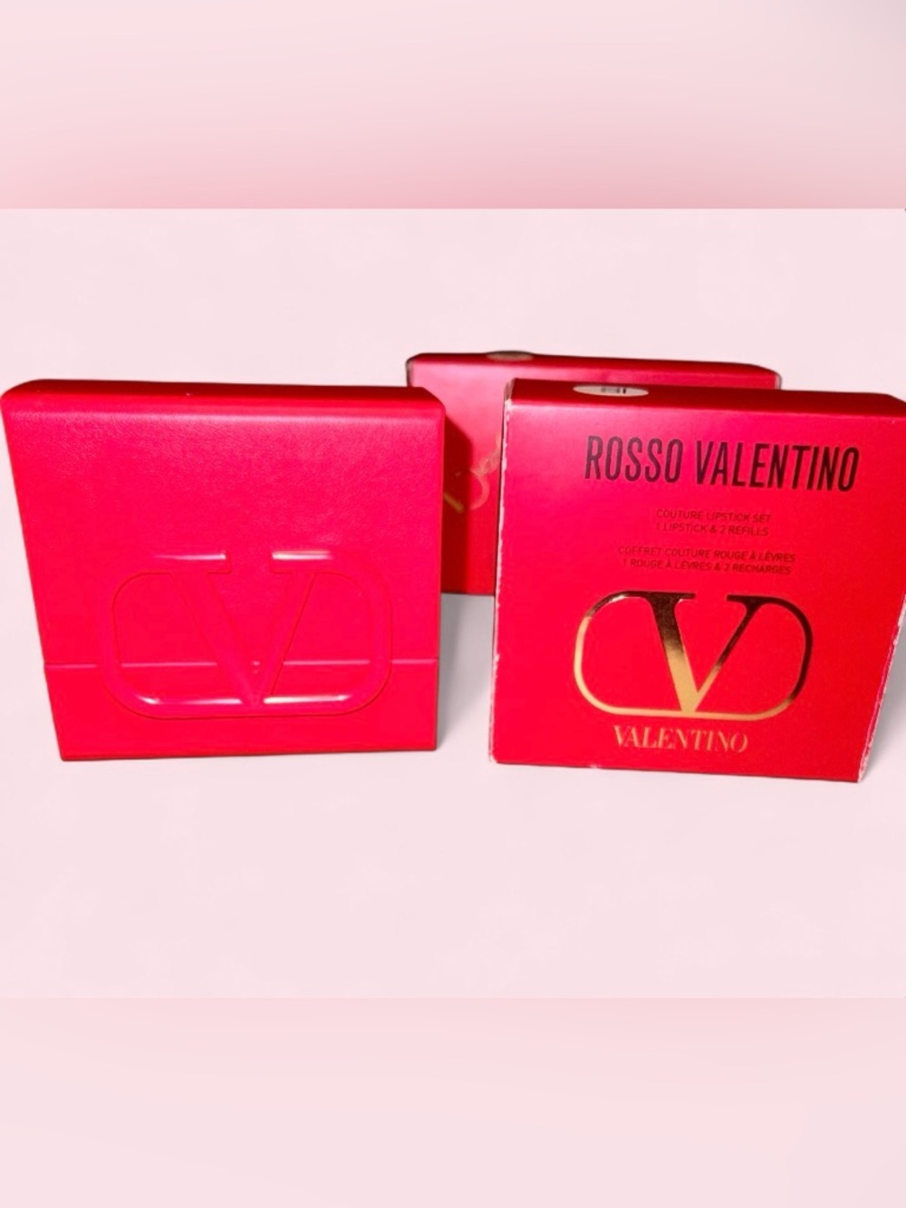 Valentino Rosso Valentino Lipstick Set Bright Red & Gold Accent Crossbody clutch